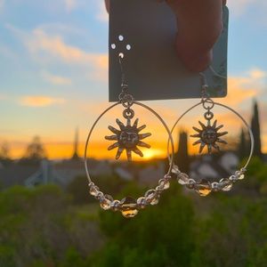Sun Charm Hoop Earrings 💗SOLD💗